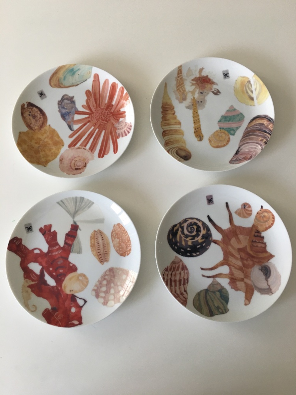 Set of 4 Tidal Bounty Plates Shelley Hesse for Anthropologie